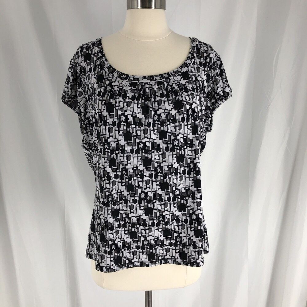 Worthington women's black/white polyester spandex short-sleeve top size XL